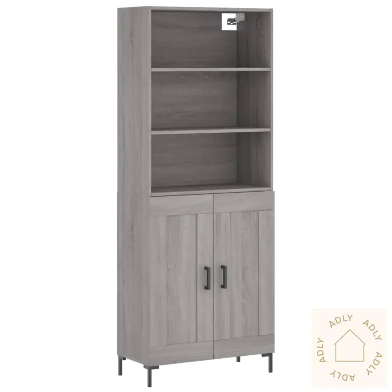 Highboard Grå Sonoma 69,5X34X180 Cm Konstruert Tre
