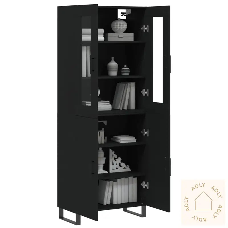 Highboard Svart 69,5X34X180 Cm Konstruert Tre