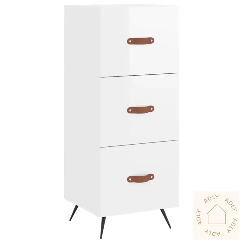 Highboard Høyglans Hvit 34,5X34X180 Cm Konstruert Tre