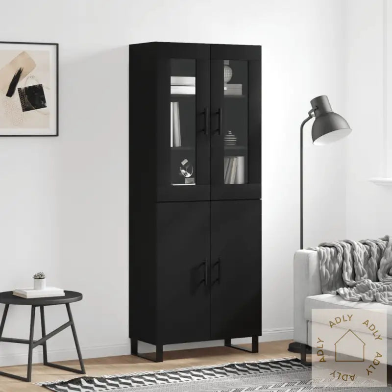 Highboard Svart 69,5X34X180 Cm Konstruert Tre
