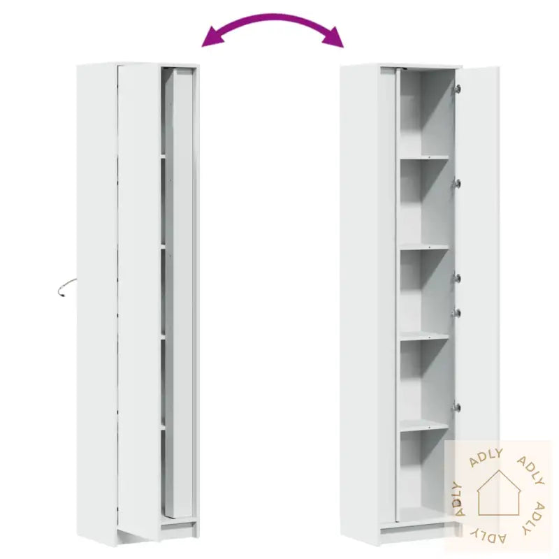 Garderobe Med Led Hvit 41,5X32,5X200 Cm Konstruert Tre