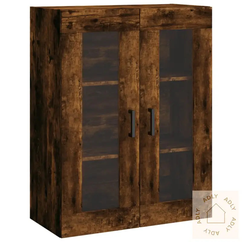 Highboard Røkt Eik 69,5X34X180 Cm Konstruert Tre