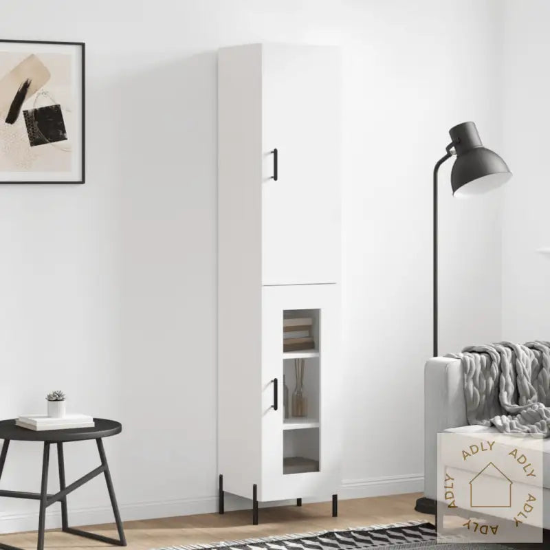 Highboard Hvit 34,5X34X180 Cm Konstruert Tre