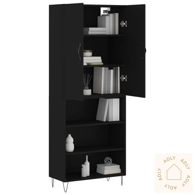 Highboard Svart 69,5X34X180 Cm Konstruert Tre