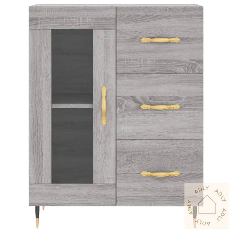 Highboard Grå Sonoma 69,5X34X180 Cm Konstruert Tre