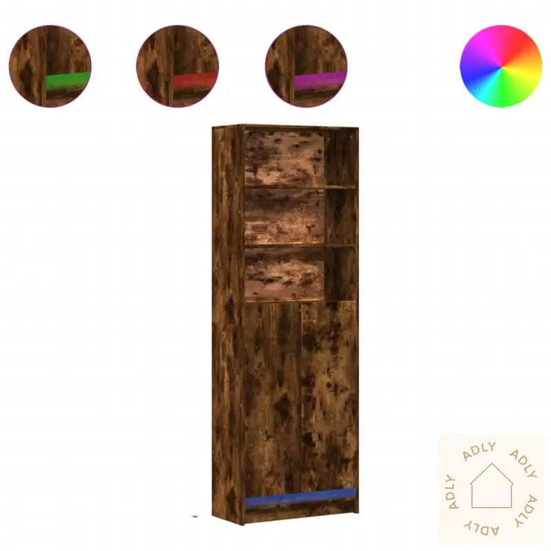 Garderobe Med Led Røkt Eik 69X32,5X200 Cm Konstruert Tre