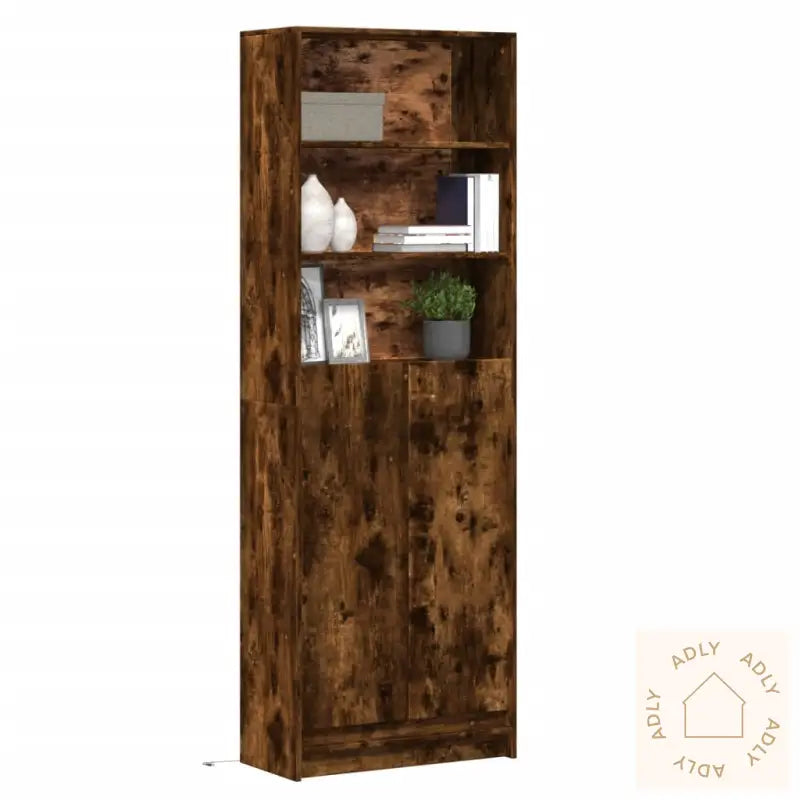 Garderobe Med Led Røkt Eik 69X32,5X200 Cm Konstruert Tre