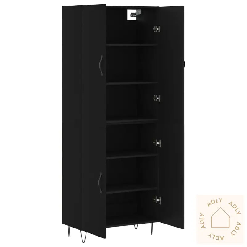 Highboard Svart 69,5X34X180 Cm Konstruert Tre