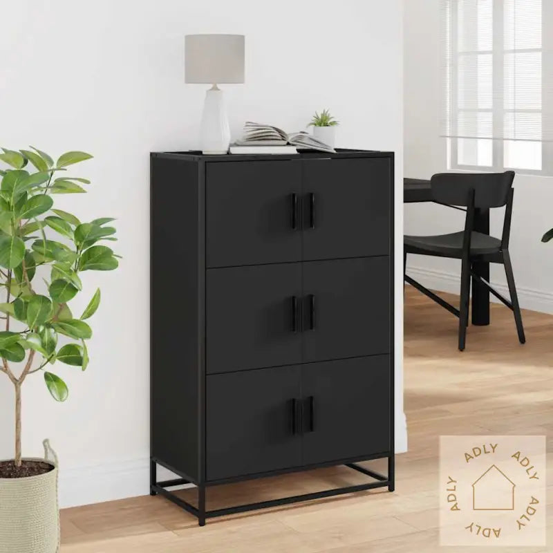 Highboard Svart 68X35X106,5 Cm Konstruert Tre Og Metall