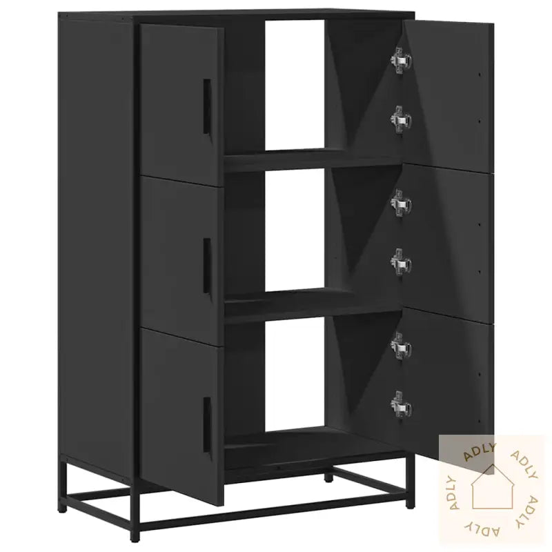 Highboard Svart 68X35X106,5 Cm Konstruert Tre Og Metall