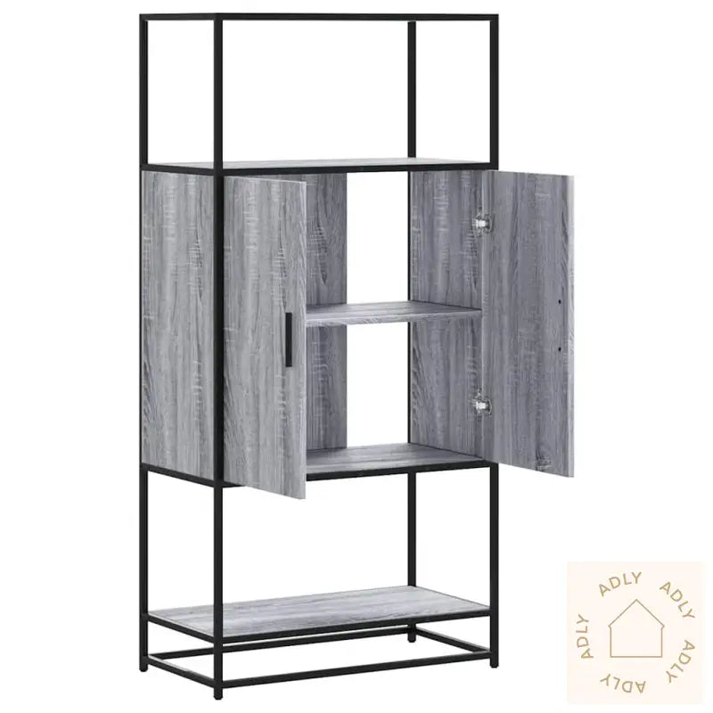Highboard Grå Sonoma 68X35X139 Cm Konstruert Tre Og Metall
