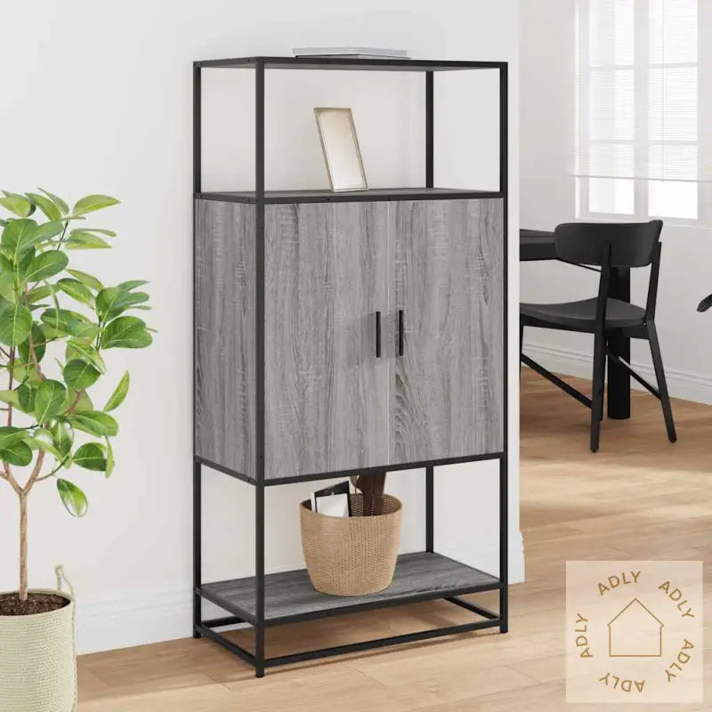 Highboard Grå Sonoma 68X35X139 Cm Konstruert Tre Og Metall