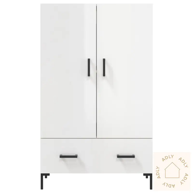 Highboard Høyglans Hvit 69,5X31X115 Cm Konstruert Tre