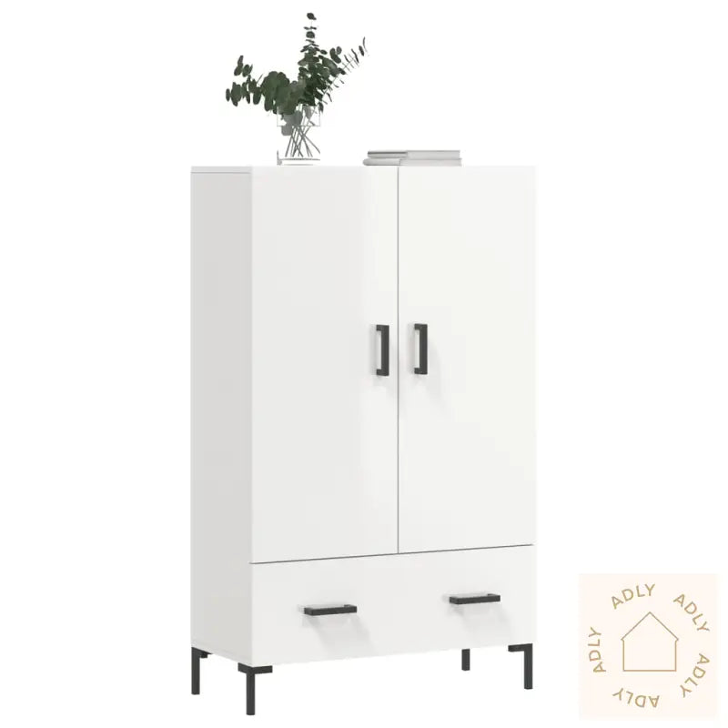 Highboard Høyglans Hvit 69,5X31X115 Cm Konstruert Tre