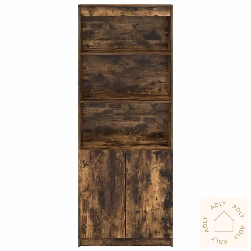 Highboard Røkt Eik 70X35X180 Cm Konstruert Tre