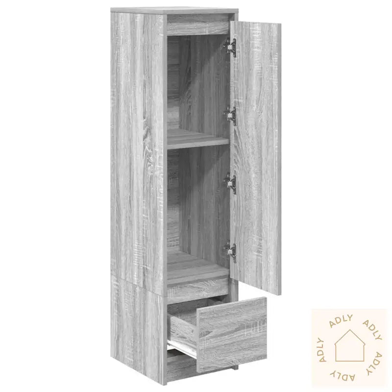 Highboard Grå Eik 29,5X34X119,5 Cm Konstruert Tre
