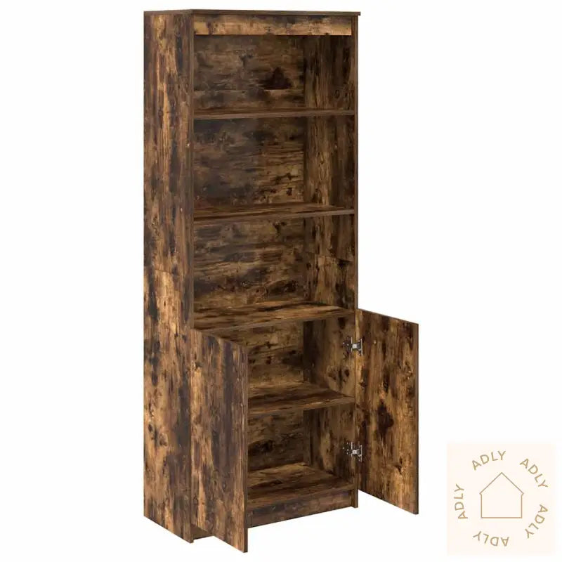 Highboard Røkt Eik 70X35X180 Cm Konstruert Tre