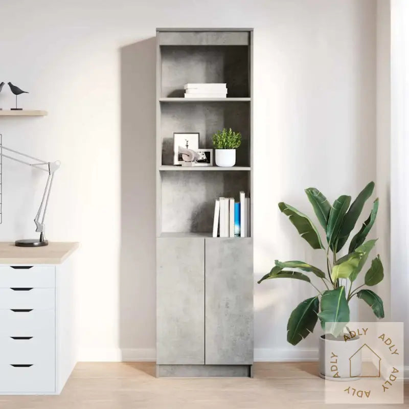 Highboard Betonggrå 50X35X180 Cm Konstruert Tre