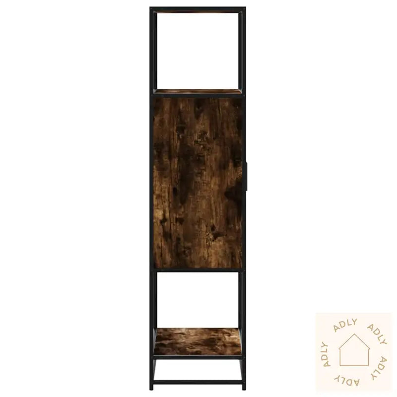 Highboard Røkt Eik 68X35X139 Cm Konstruert Tre Og Metall