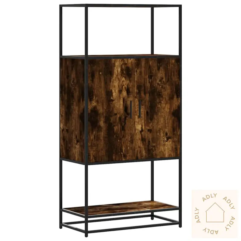 Highboard Røkt Eik 68X35X139 Cm Konstruert Tre Og Metall