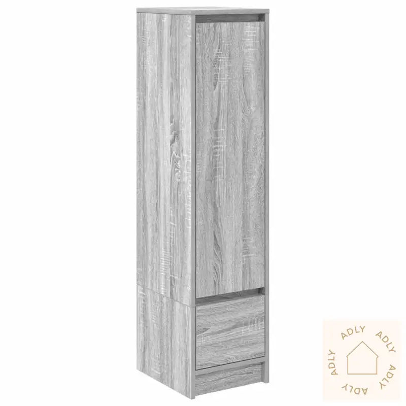 Highboard Grå Eik 29,5X34X119,5 Cm Konstruert Tre