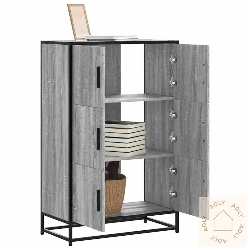 Highboard Grå Sonoma 68X35X106,5 Cm Konstruert Tre Og Metall