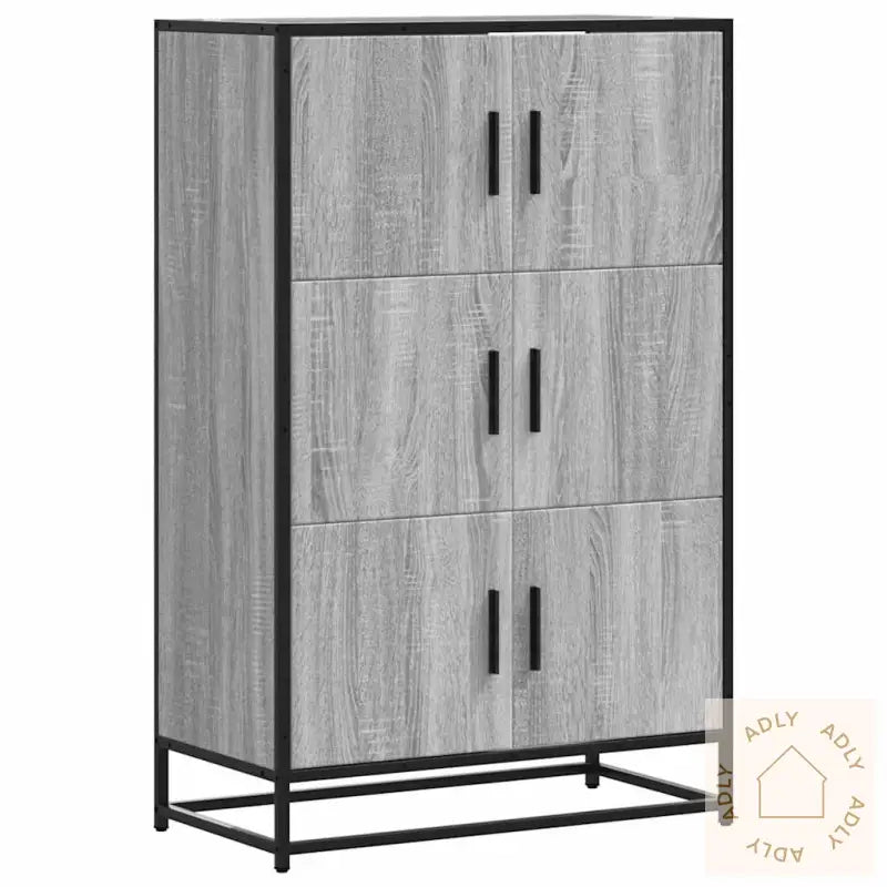 Highboard Grå Sonoma 68X35X106,5 Cm Konstruert Tre Og Metall