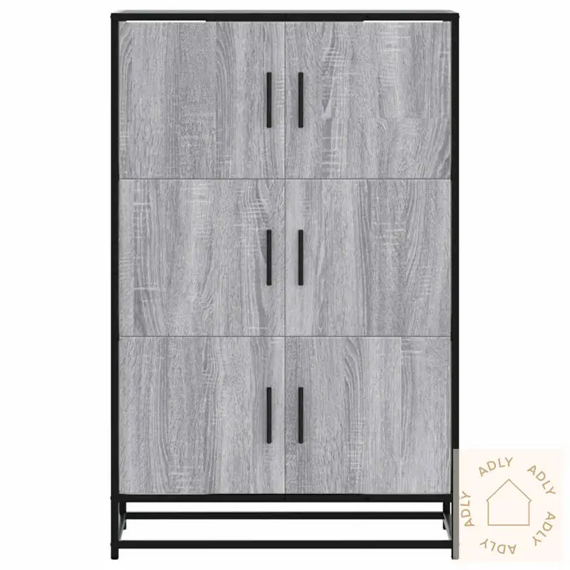Highboard Grå Sonoma 68X35X106,5 Cm Konstruert Tre Og Metall