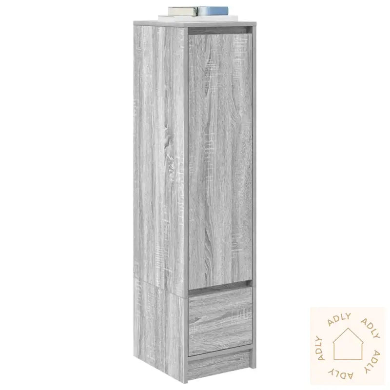 Highboard Grå Eik 29,5X34X119,5 Cm Konstruert Tre