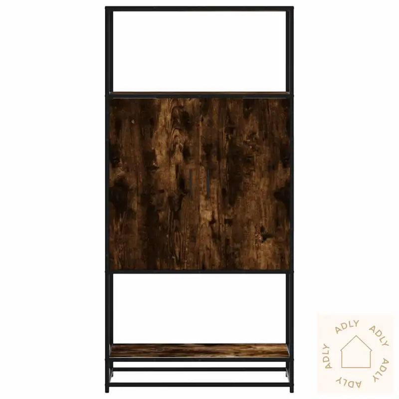 Highboard Røkt Eik 68X35X139 Cm Konstruert Tre Og Metall