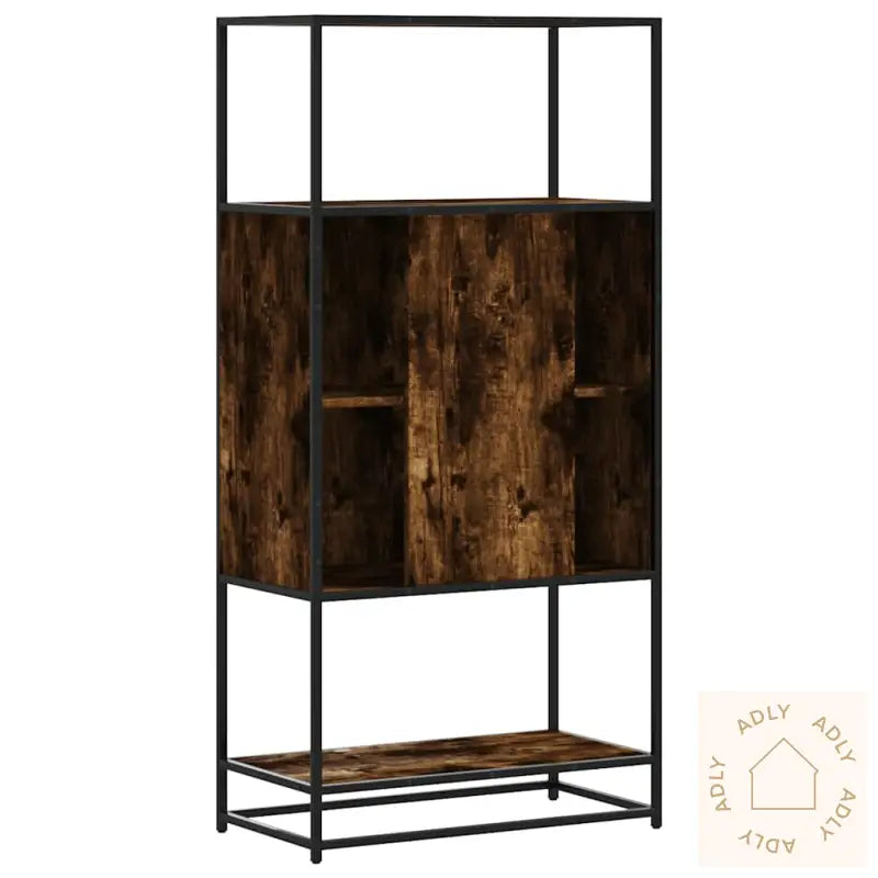 Highboard Røkt Eik 68X35X139 Cm Konstruert Tre Og Metall