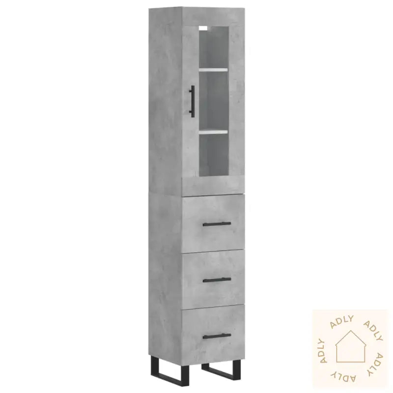 Highboard Betonggrå 34,5X34X180 Cm Konstruert Tre