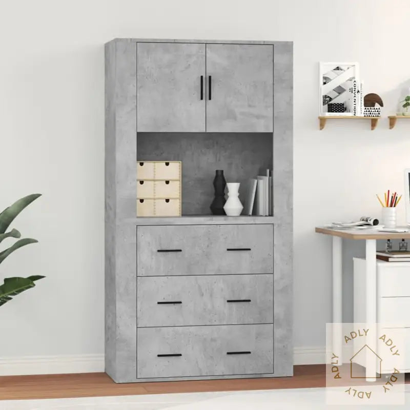 Highboard Betonggrå Konstruert Tre