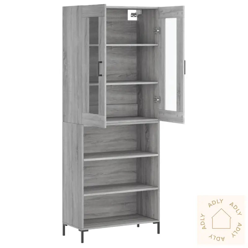 Highboard Grå Sonoma 69,5X34X180 Cm Konstruert Tre
