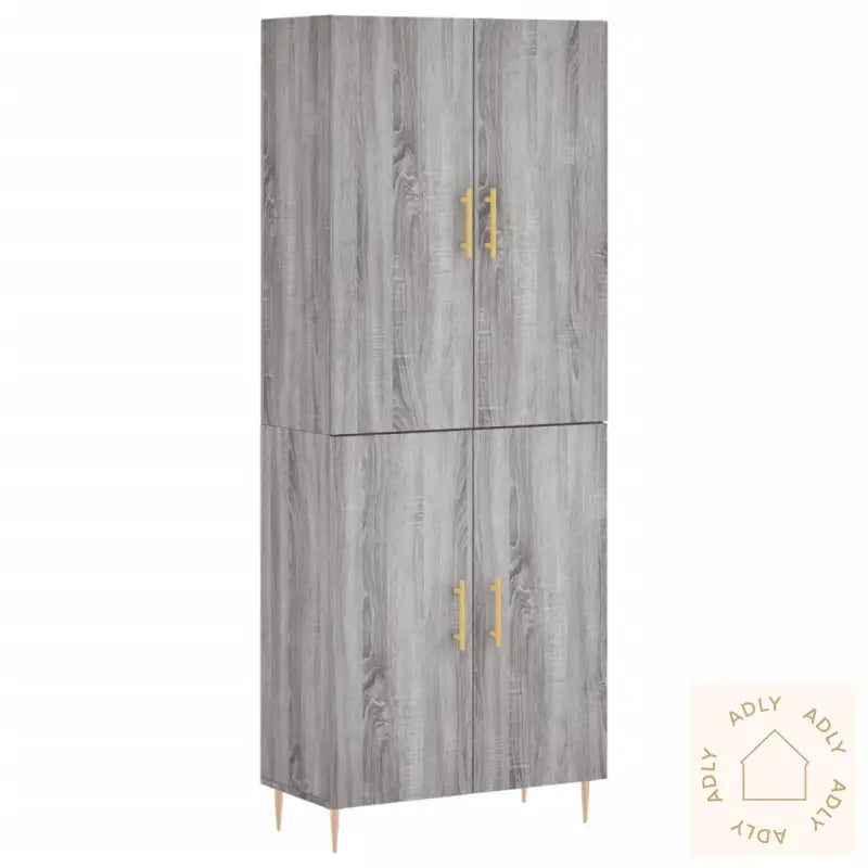 Highboard Grå Sonoma 69,5X34X180 Cm Konstruert Tre