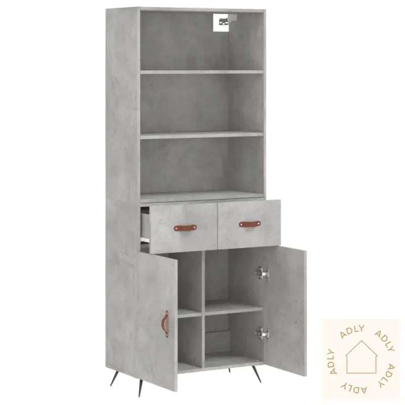 Highboard Betonggrå 69,5X34X180 Cm Konstruert Tre