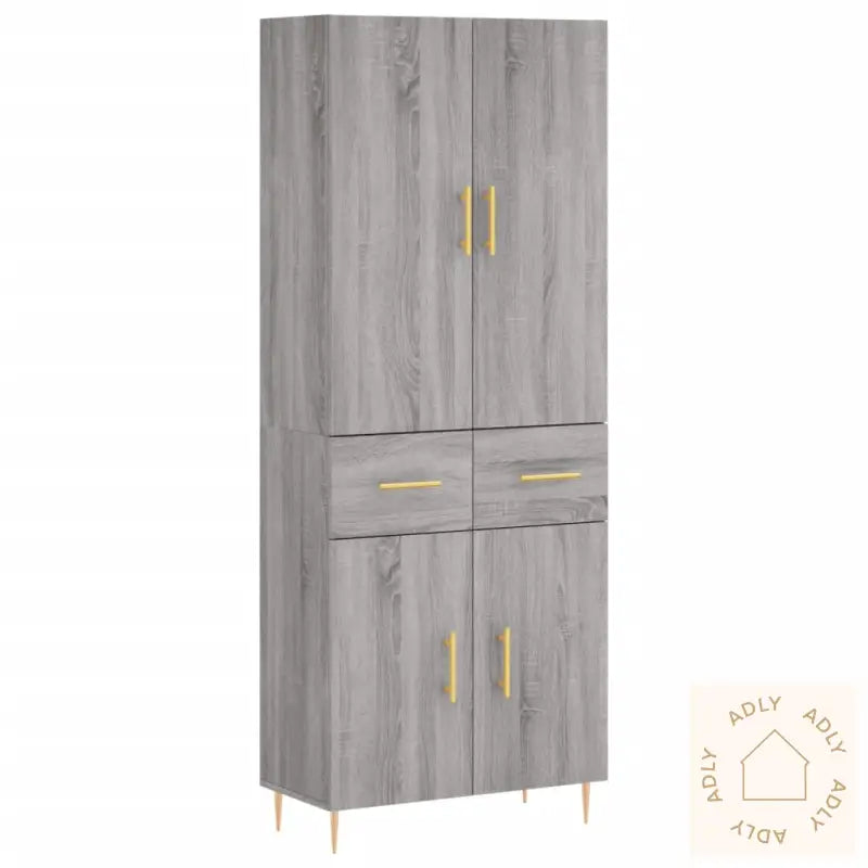 Highboard Grå Sonoma 69,5X34X180 Cm Konstruert Tre