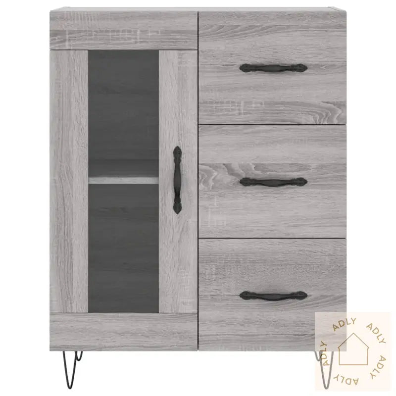 Highboard Grå Sonoma 69,5X34X180 Cm Konstruert Tre