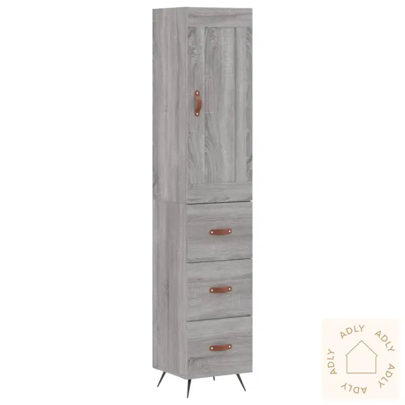 Highboard Grå Sonoma 34,5X34X180 Cm Konstruert Tre