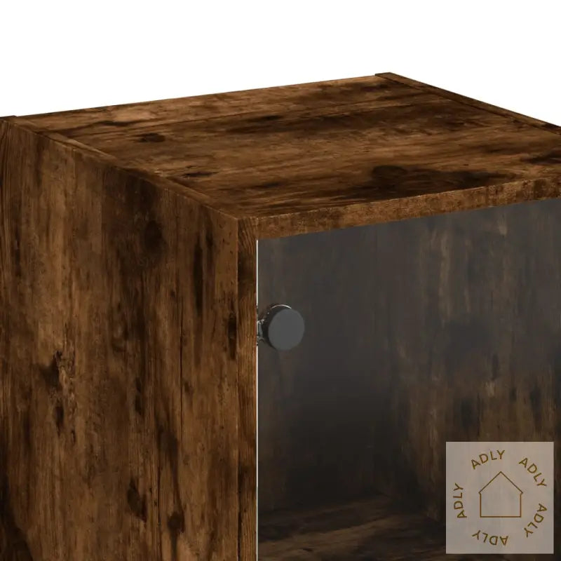 Highboard Med Glassdør Røkt Eik 35X37X142 Cm