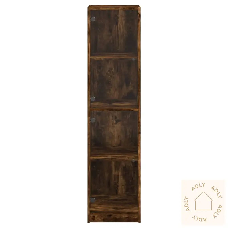 Highboard Med Glassdør Røkt Eik 35X37X142 Cm