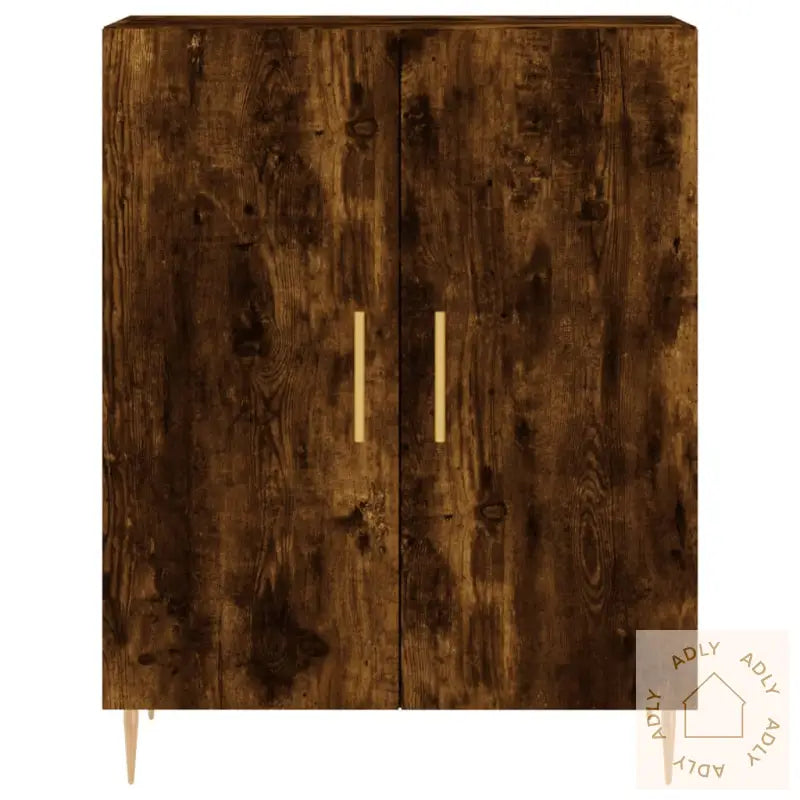 Highboard Røkt Eik 69,5X34X180 Cm Konstruert Tre