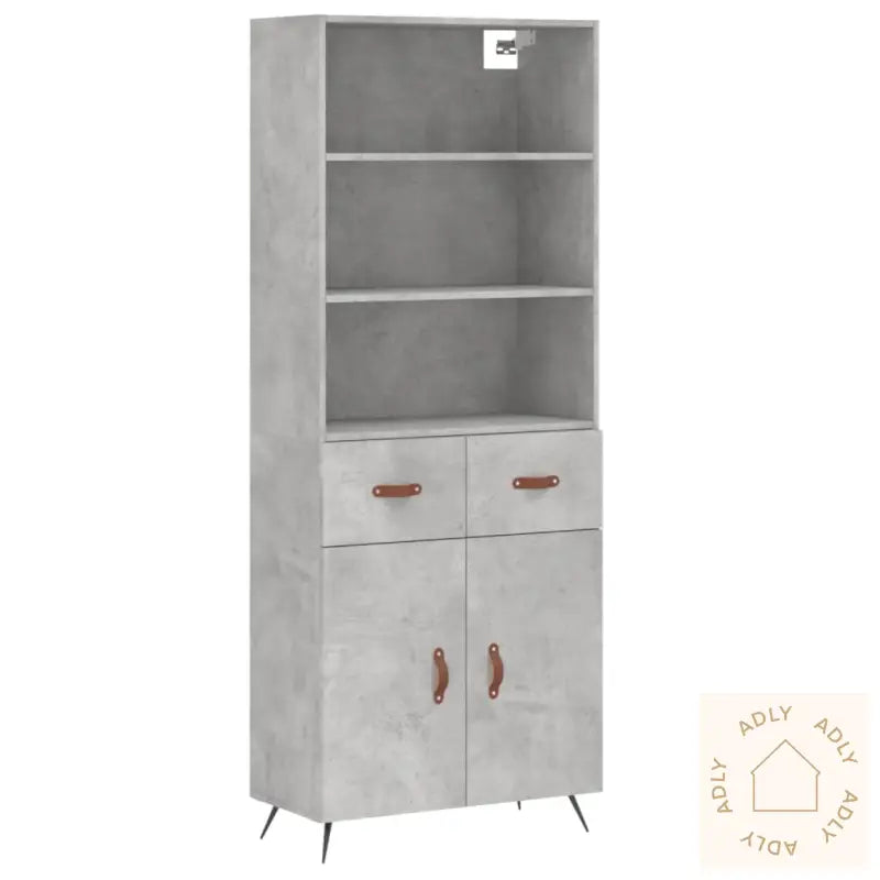 Highboard Betonggrå 69,5X34X180 Cm Konstruert Tre