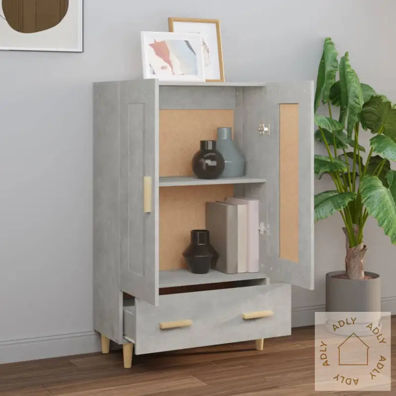 Highboard Betonggrå 70X31X115 Cm Konstruert Tre