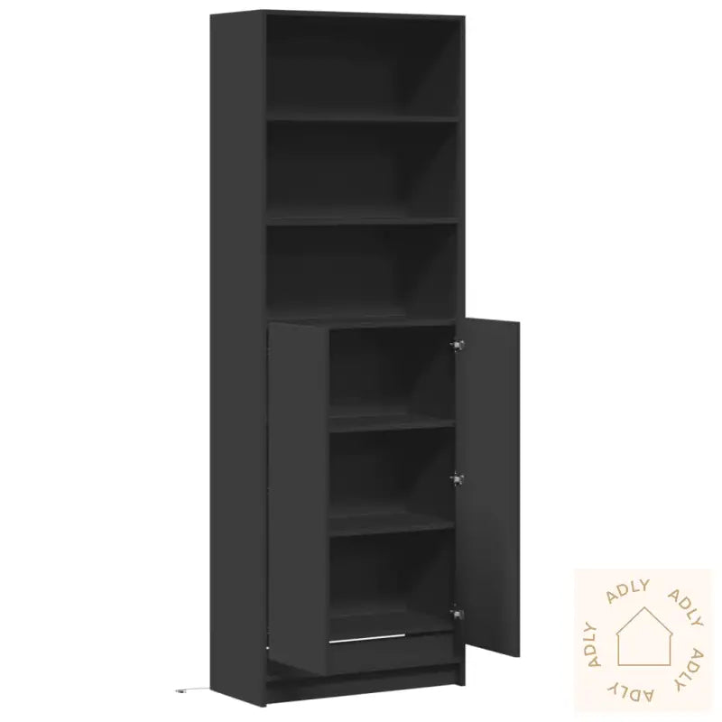 Garderobe Med Led Svart 69X32,5X200 Cm Konstruert Tre