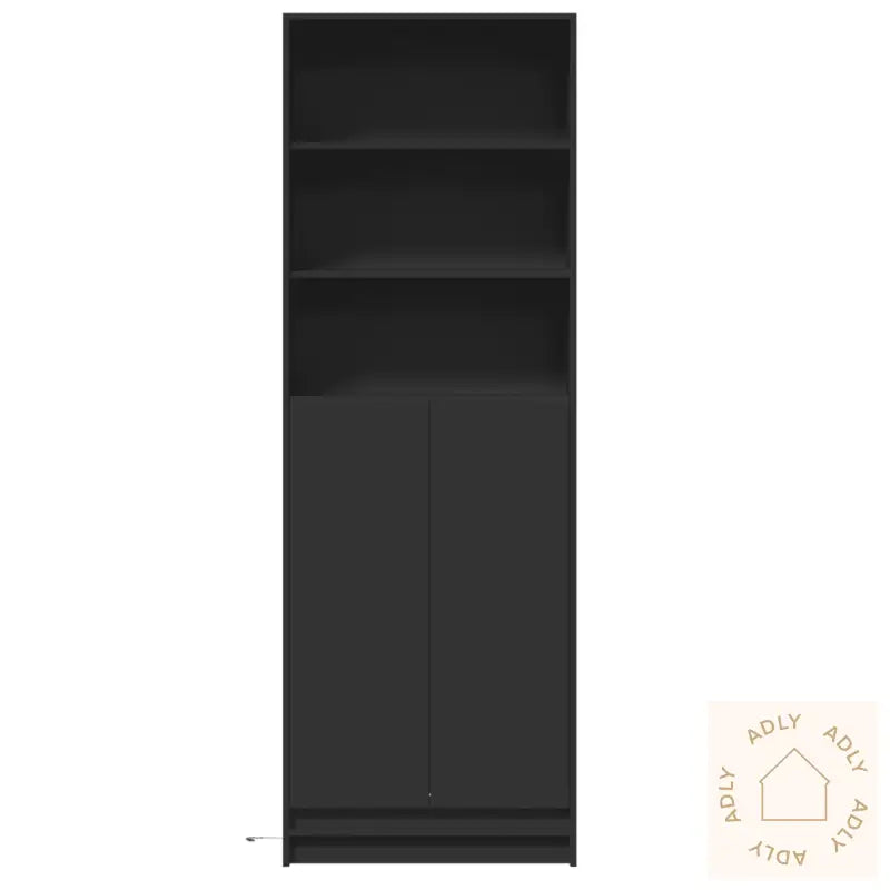 Garderobe Med Led Svart 69X32,5X200 Cm Konstruert Tre