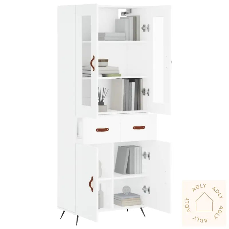 Highboard Hvit 69,5X34X180 Cm Konstruert Tre
