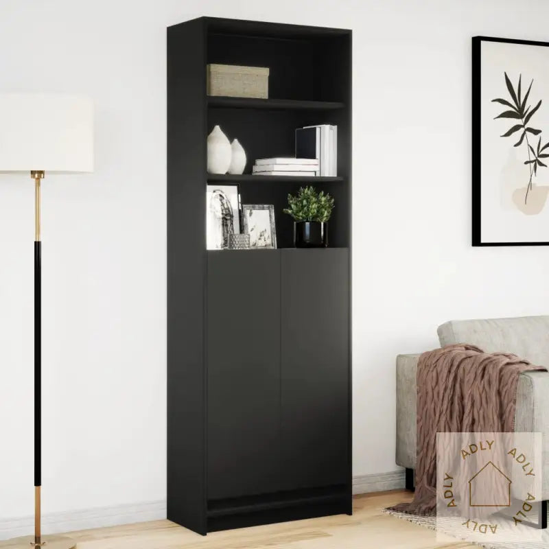 Garderobe Med Led Svart 69X32,5X200 Cm Konstruert Tre