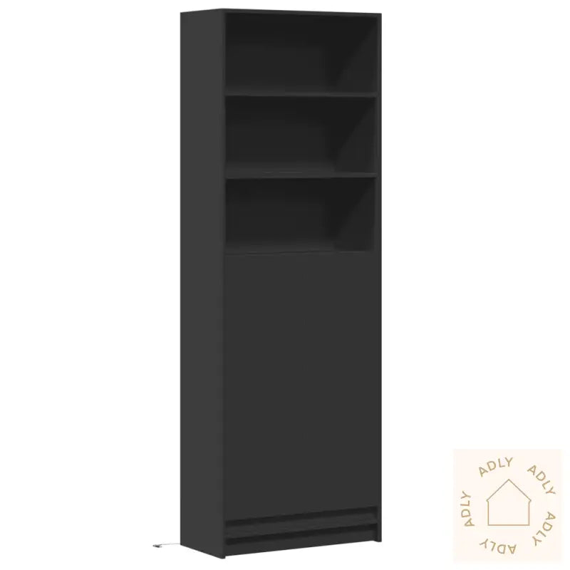 Garderobe Med Led Svart 69X32,5X200 Cm Konstruert Tre