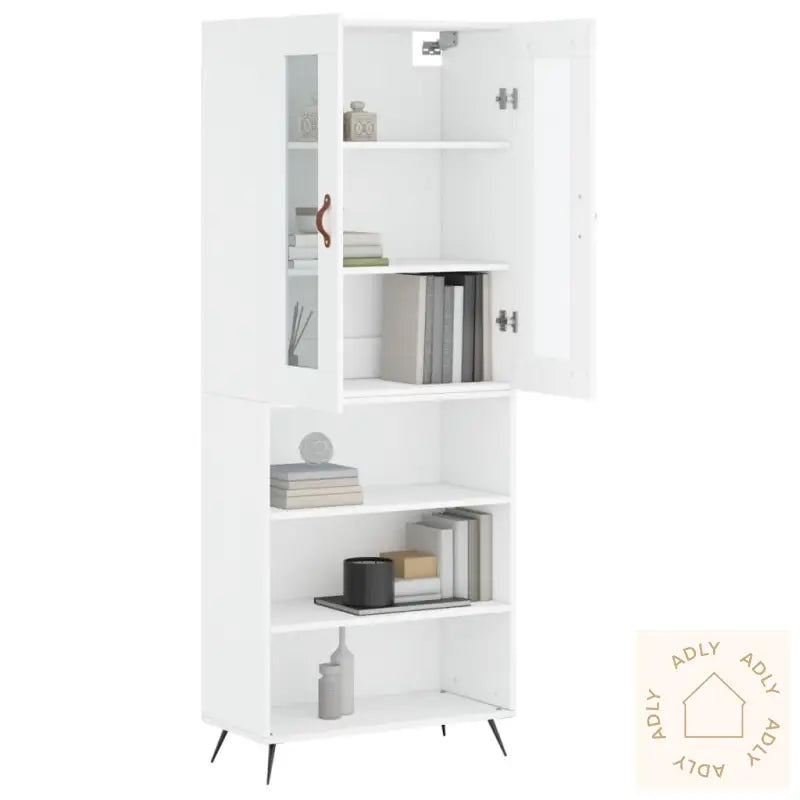 Highboard Hvit 69,5X34X180 Cm Konstruert Tre